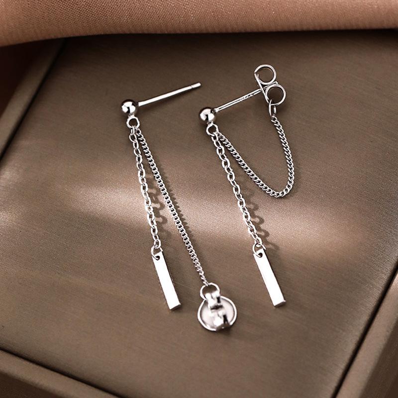 925 Silver Chain Stud Earrings - Summer Tassel Drop Earrings, Trendy Hip Hop European & American Style for Women (2021 Collection)