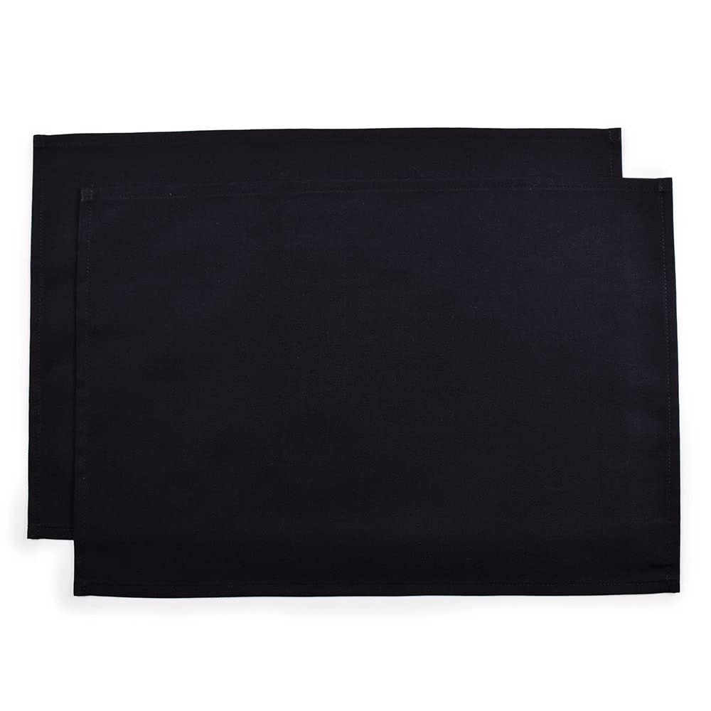 STYLE Decor 2-Piece Set: Four 100% Cotton Placemats and Four 100% Cotton Coasters. Perfect for Dining Tables, Parties, and Table Coordination. Black.