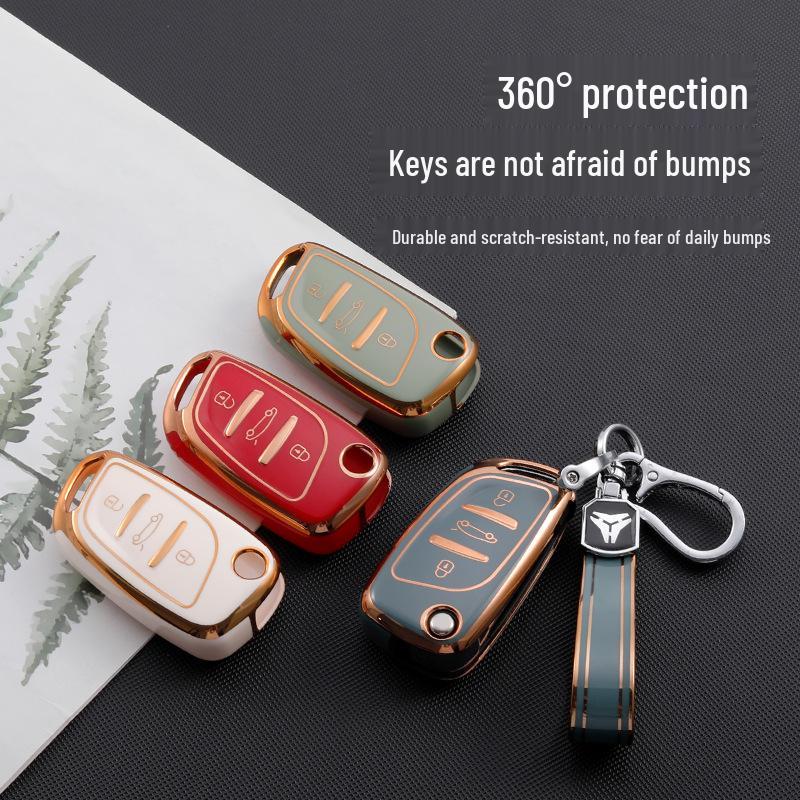 Kompatible Schlüsselhülle für Dongfeng Citroen C5/C4L, DS4S und Peugeot 408 - Damen-Schalen-Tasche mit Schnalle