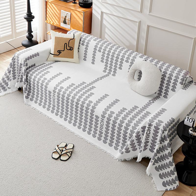 Chenille Love Stripe Sofa Towel Universal for All Seasons One-piece Type Sofa Towel Home Living Room Sofa Blanket Cloth Towel
