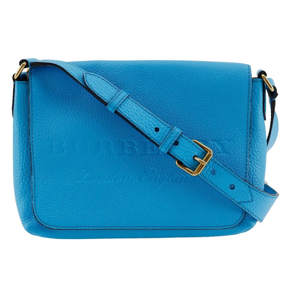 

BURBERRY Embossed logo Shoulder Bag Blue leather Women Used
