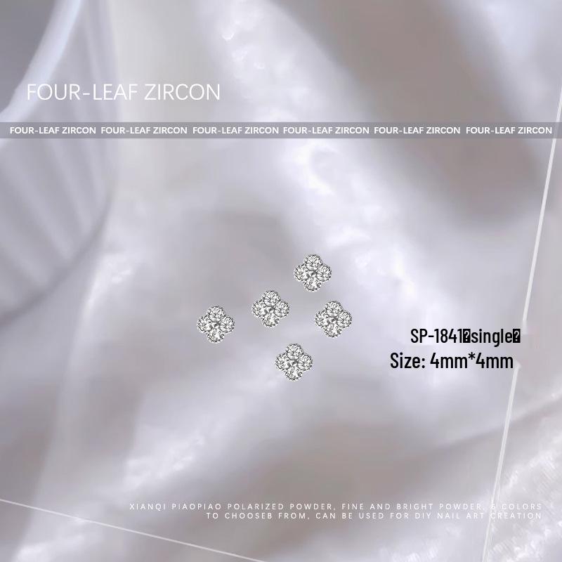 

Lucky Clover Zircon Alloy Nail Art Jewelry – 3D Metal Inlaid Mini Diamond Decorations