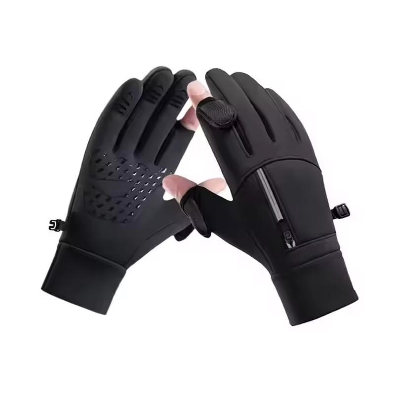 Winter Warm Portable Pocket Gloves Men's and Women's Touchscreen Reflective Zipper Gloves Outdoor Fishing and Skiing Gloves