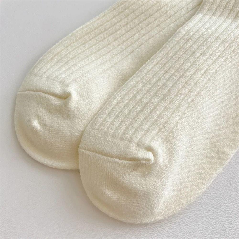 Solid Color Women Stockings Autumn Winter Long Knee High Socks Retro Soft Warm Socks