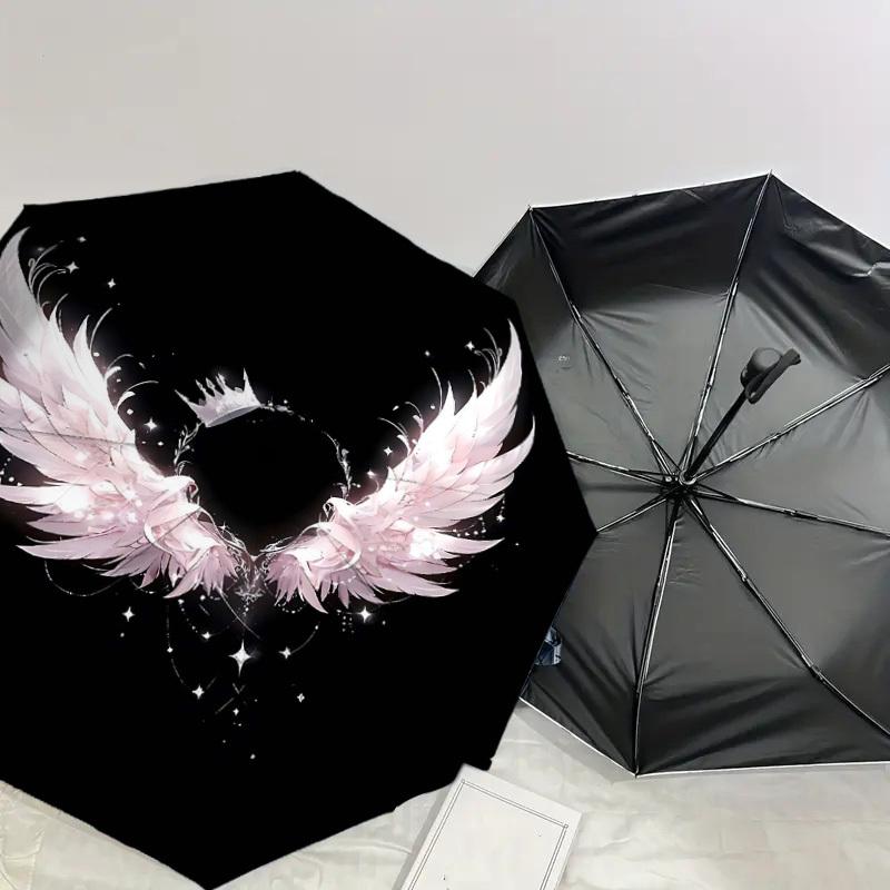 1pc Wings Crown Automatic Open/Close Umbrella Compact Folding Umbrella with 8-Rib Shaft for Women/Men, Portable Travel Umbrella,1169S