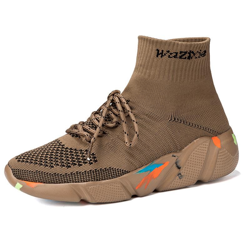 Autumn and winter new casual shoes men's trend versatile sports write light flying socks shoes large size