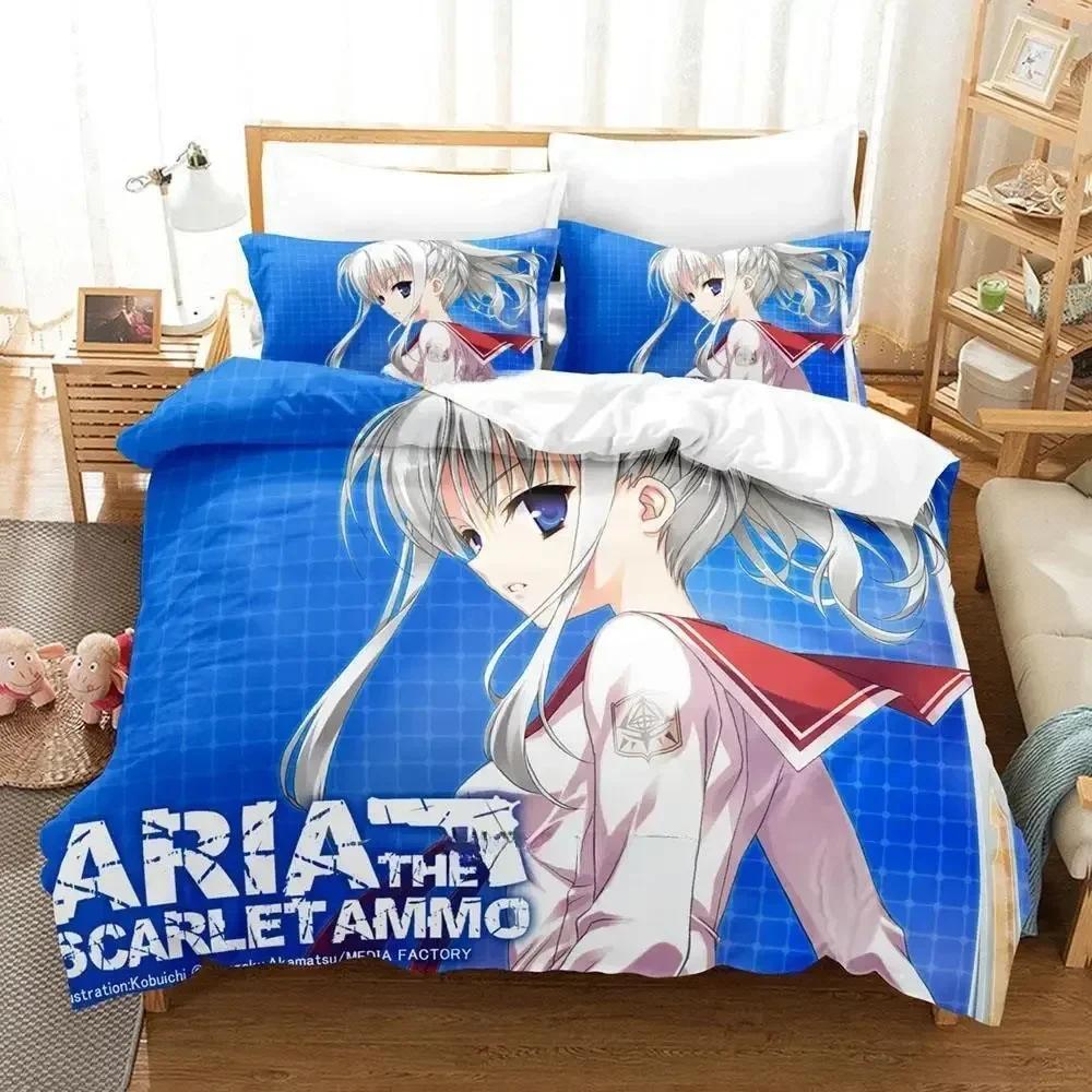 Nytt Aria The Scarlet Ammo Sängkläder Set Tecknad tre-delat set Vuxen Barn Sovrum Påslakan Set 3D-tryck Kawaii