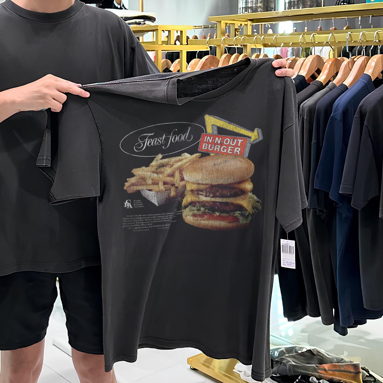 Feast Food 90 s In-n-Out Aged T-Shirt Black M XL