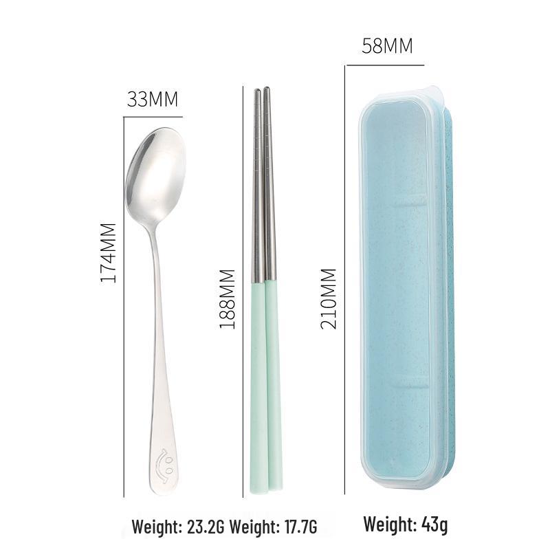 Stainless Steel Travel Cutlery Set: Fork, Spoon, Chopsticks with Portable Storage Box