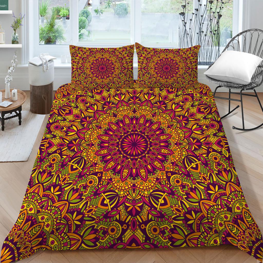 3D Bohemian Printed Bedding Single Double Bed Full Size Tropical Pattern Pillowcase and Quilt Cover Comfortable Home Decoration