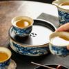 Blue and White Dragon Pattern Ceramic Pot Bearing Water Storage Kettle Mat Tea Mat Sand Teapot Base Tea Table Tray