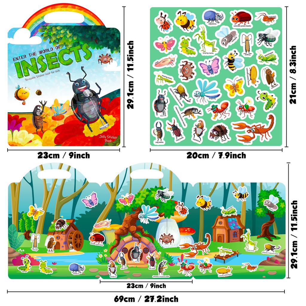 Çocuk Kendin Yap Böcek Çocuk Erken Eğitim Kitapları Tekrar Tekrar Yapıştır Konsantrasyon Potansiyel Gelişimi Aydınlanma Bebek Jöle Etiketi