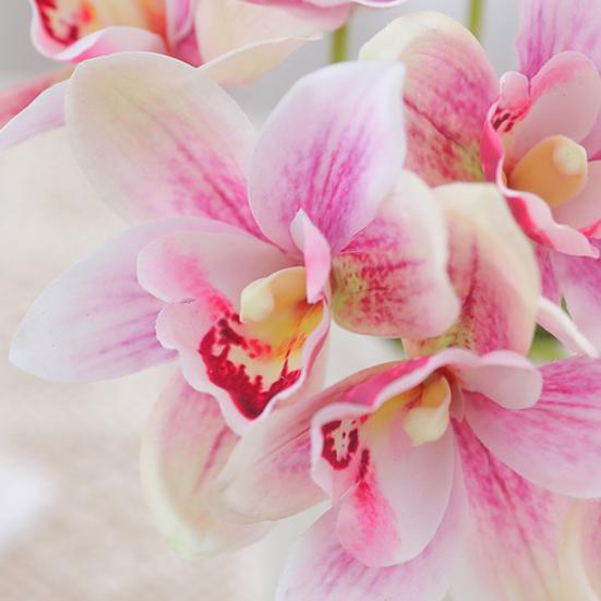 Yousheng 6Pcs Simulated Cymbidium Bouquet Real Touch Artificial Flowers No Withering Fading Vibrant Color Fake Flower