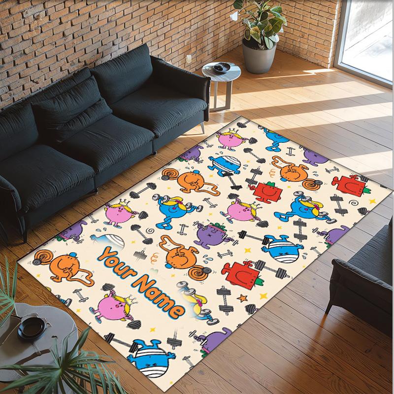 Personalized Crystal Velvet Carpet Custom Name Text,Mr. Men & Little Miss Anti Slip Area Rug For Home Decoration
