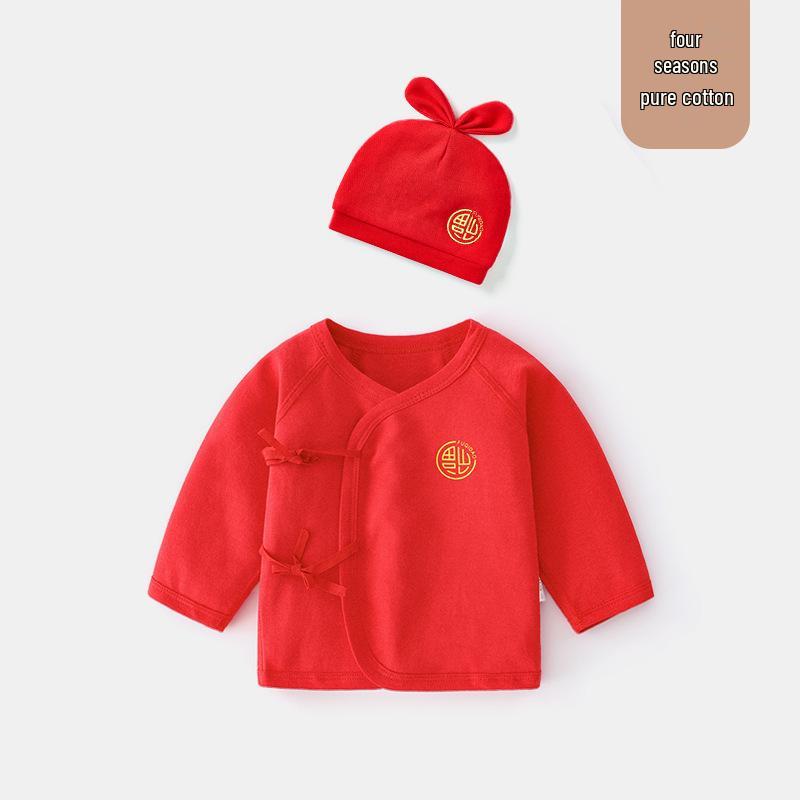 Unisex Baby Cotton Half-Sleeve Top & Hat Set - Newborn, Tagless, All-Season