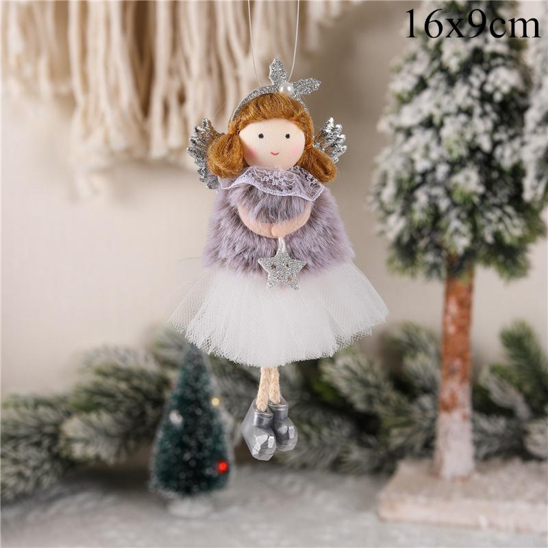 2025 Christmas Angel Dolls Plush Girl Christmas Tree Decorations for Home Navidad Ornaments Xmas Pandent New Year Gifts for Kids