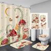 Mushroom Butterfly Flower Shower Curtain Set Non-Slip Rugs Toilet Lid Cover Bath Mat Moon Stars Waterproof Retro Bathroom Set