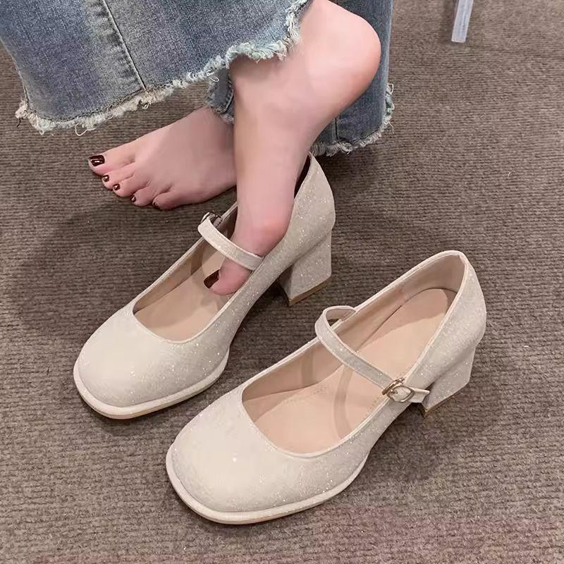 With Skirt Thick Heel Late Evening Breeze Gentle Women's Single Shoes Spring and Summer 2025 New French Mary Jane Single Shoes Women