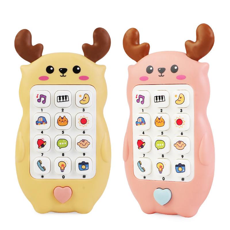 English Version Of Baby Deer Lighting Music Mobile Phone Toy, Baby Early Education Puzzle Phone