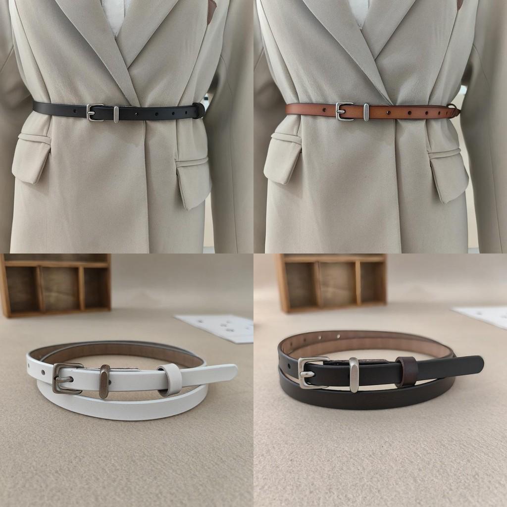 Genuine Leather Slim Belt Women With Alloy Pin Closure For Fashionable Daily Use