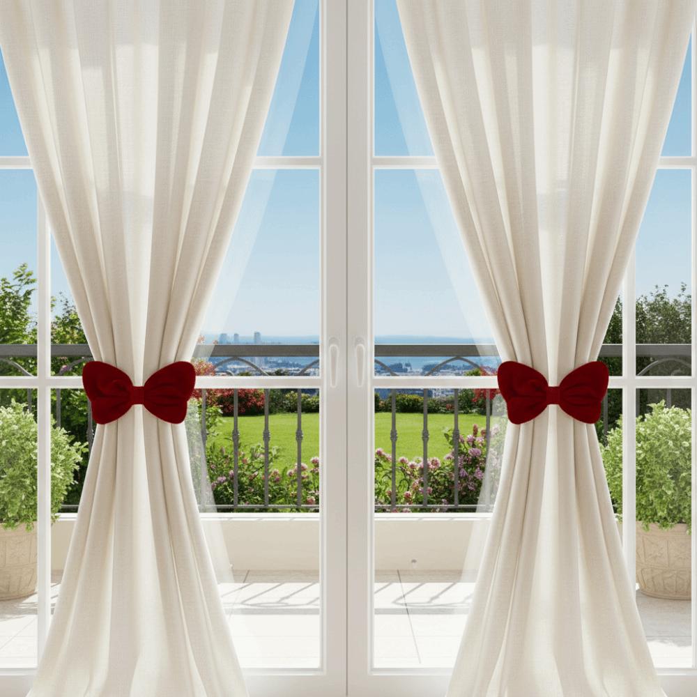 2Pcs Creative Bowknot Curtain Tiebacks Velvet Curtain Strap Elegant Curtain Holders Window Decor