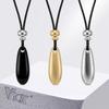 Vnox Minimalist Solid Water Drop Shaped Pendant Necklace for Women Girls, Adjustable Long Black Rope Chain Neklace Jewerly
