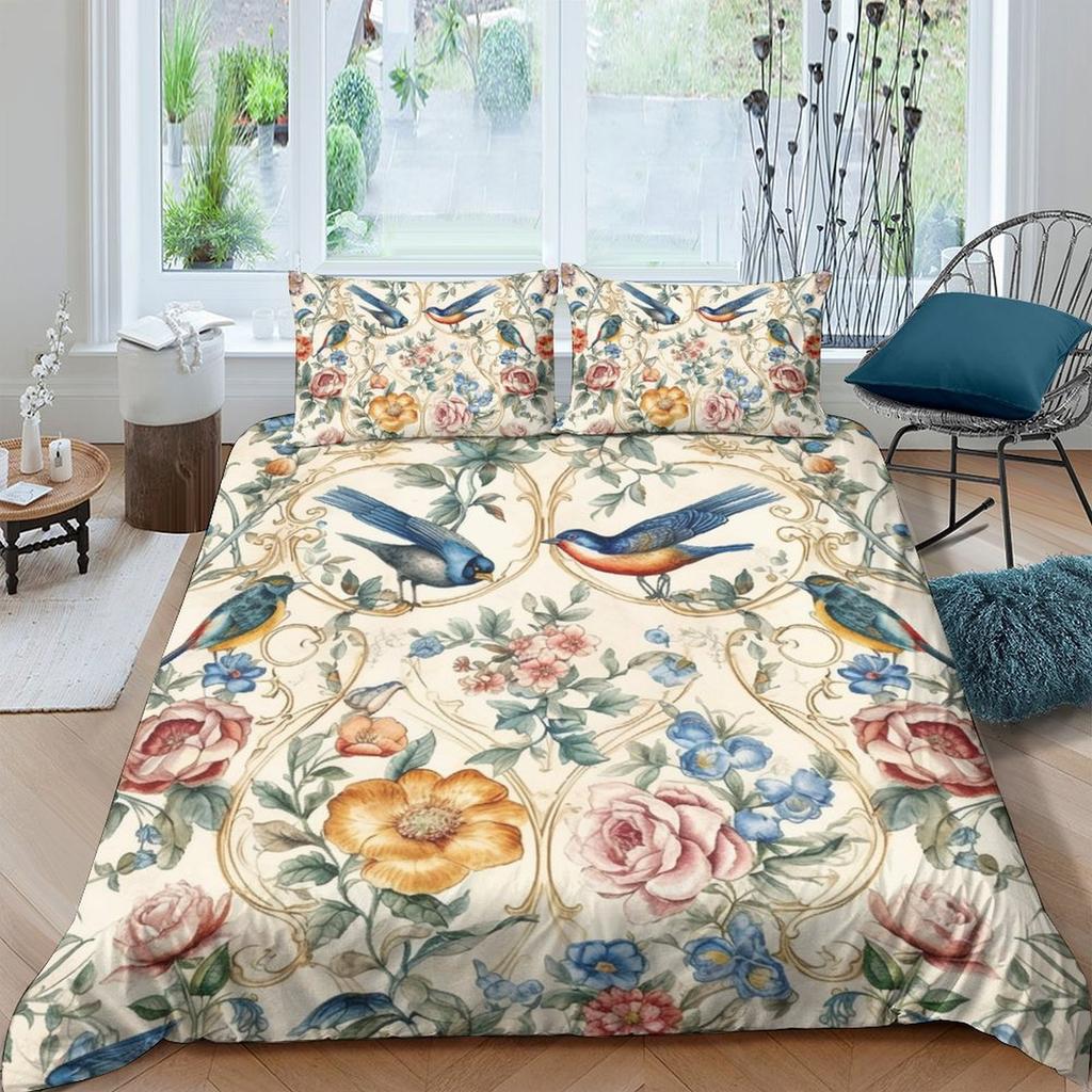 3D Digital Printing Hand-Painted Plant Flower Quilt Cover Pillowcase Two Or Three-Piece Set Polyester Abraded
