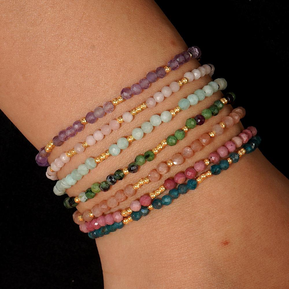 European American Cross-border Hot Sale New Bohemian Style Ball-Shaped Natural Stone Bead Bracelet Women's Jewelry Niche