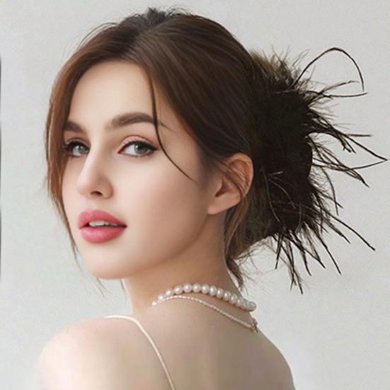 Women Hair Clip Faux Feather Decor Anti-slip Teeth Back Head Hair Claw Cartoon Styles Shark Hair Clip Hair Accessories