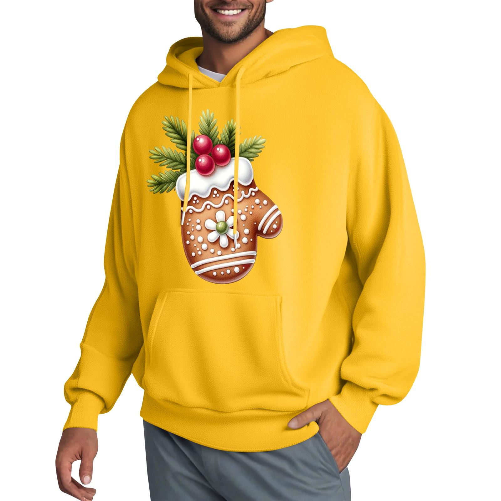 

Мужская толстовка с капюшоном, толстовка контрастного цвета, спортивная повседневная куртка XL жёлтый