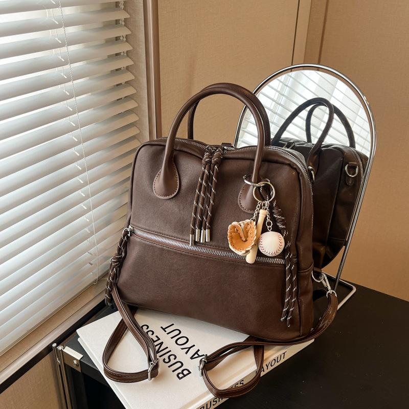Retro commuter backpack bag women's large-capacity new high-end messenger bag casual light backpack