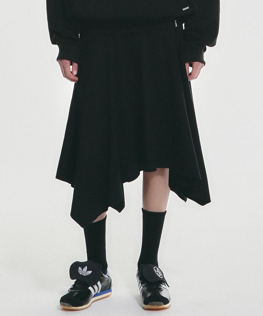 Nigaennikol Shirring Flare Midi Skirt_Black