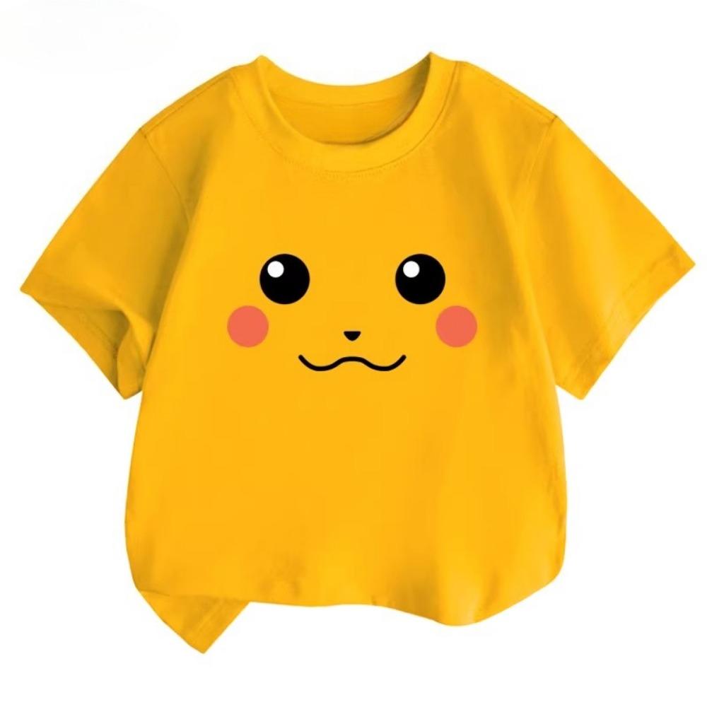 Potdemiel Pikachu Print Children s T-Shirt, New Summer Style, Casual, Comfortable, and Breathable Children s Top 110