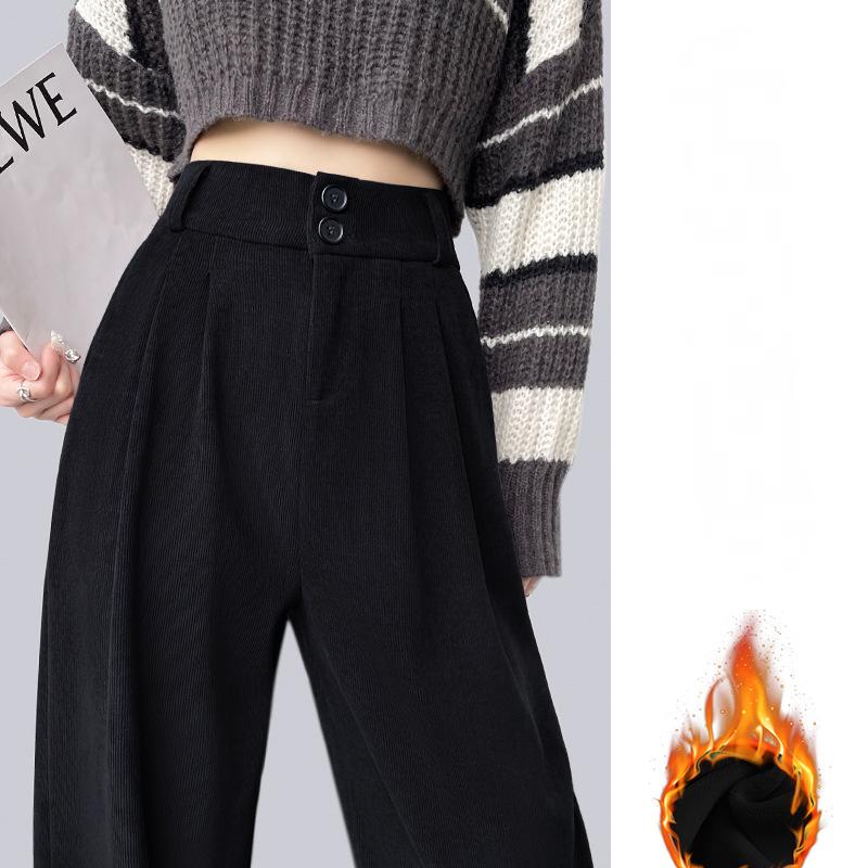 Pantaloni largi din velur alb, pentru femei, toamna și iarna, versiunea nouă, îngustă, cu draperie drepte, pantaloni de costum mic, plus catifea