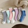 6 Pairs  Women's Non-Slip Thermal Fleece Socks Winter Thick Floor Socks Solid Color Mix Soft Polyester One Size Color As Same As The Picture