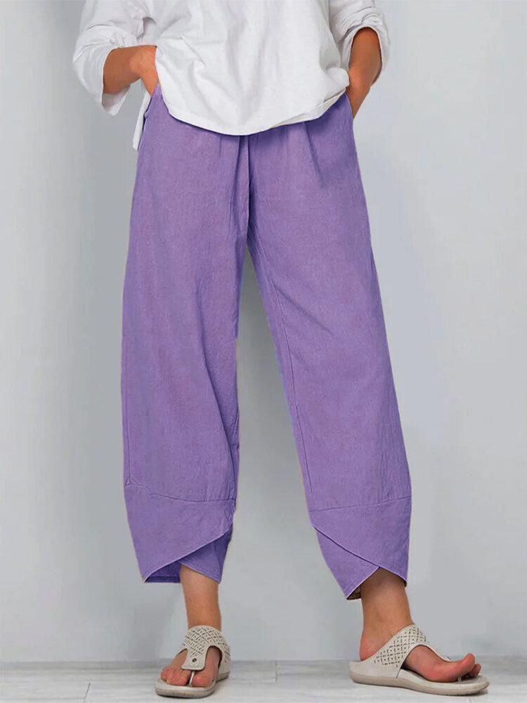 Elastic Waist Cotton Linen Loose Casual Pants for Women - Spring/Summer Collection