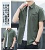 Amyni Red Stitch Oxford Short Summer Solid Color Men's Shirt, Casual, Sports, Sleeve, Wear, Stylish,