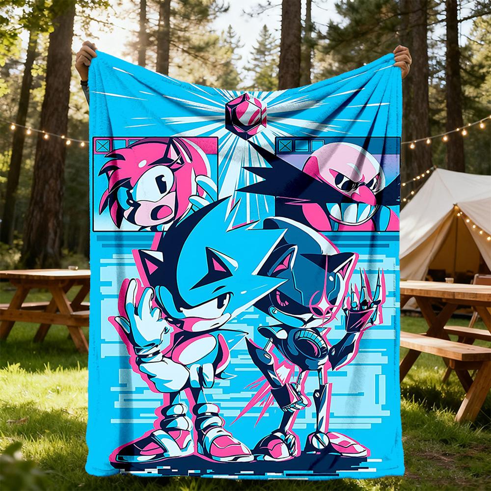 1PC Sonic Artwork Outdoor Blanket Lightweight Flannel, Soft & Warm, All-Season Use for Sofa, Outdoor, Camping, Living Room, Office53