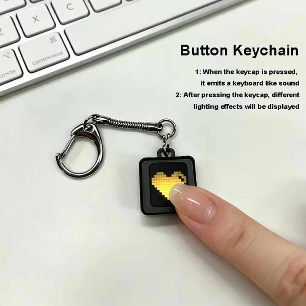 Cute Led Heart Lighting Keychain Fidget Toy Fingertip Office Decompression Toy Keyboard Cap Mobile Phone Backpack Pendant Gifts