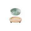 Small Dog Slow Feed Bowl Elevated Cat Drinking Eating Ceramic Bowls with Wooden Stand Pet Anti-Gulping Feeding Food Water Plate