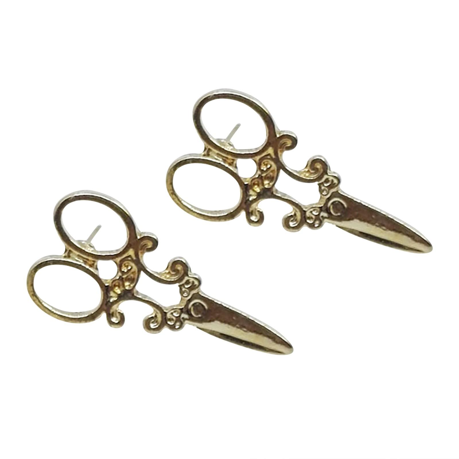 Маленькие серьги-гвоздики-ножницы для женщин — фото 3