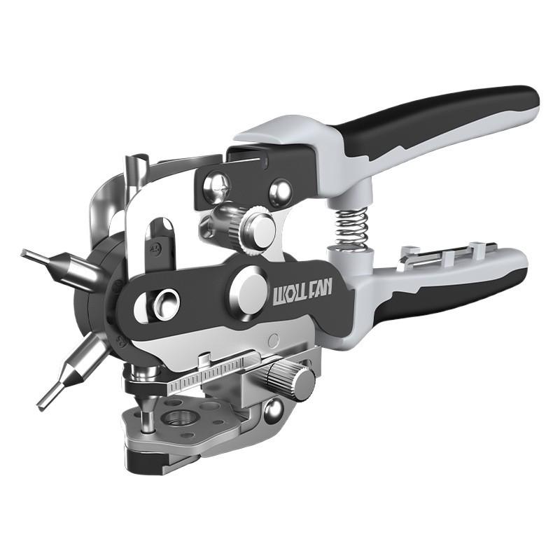 Effort-Saving Manual Punch Pliers for Leather Belts, Watch Straps, and Notebooks - Round and Oval Holes