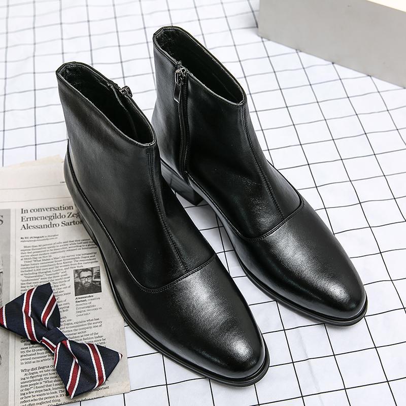Men's shoes new retro leather boots men's foreign trade high-top business casual Martin boots men's zipper men's locomotive boots