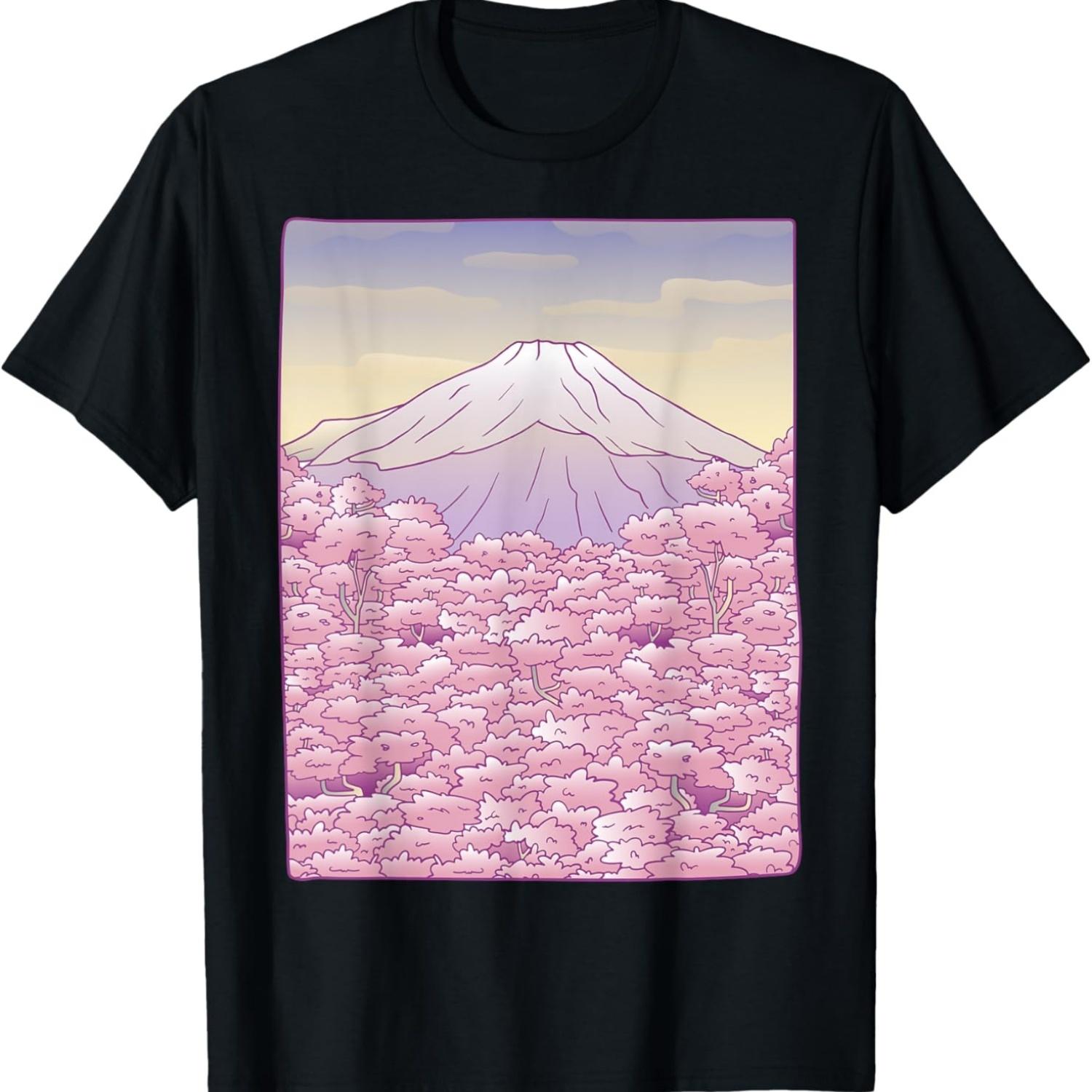 Mount Fuji  Cherry Blossom Sakura T-Shirt(1) S чёрный