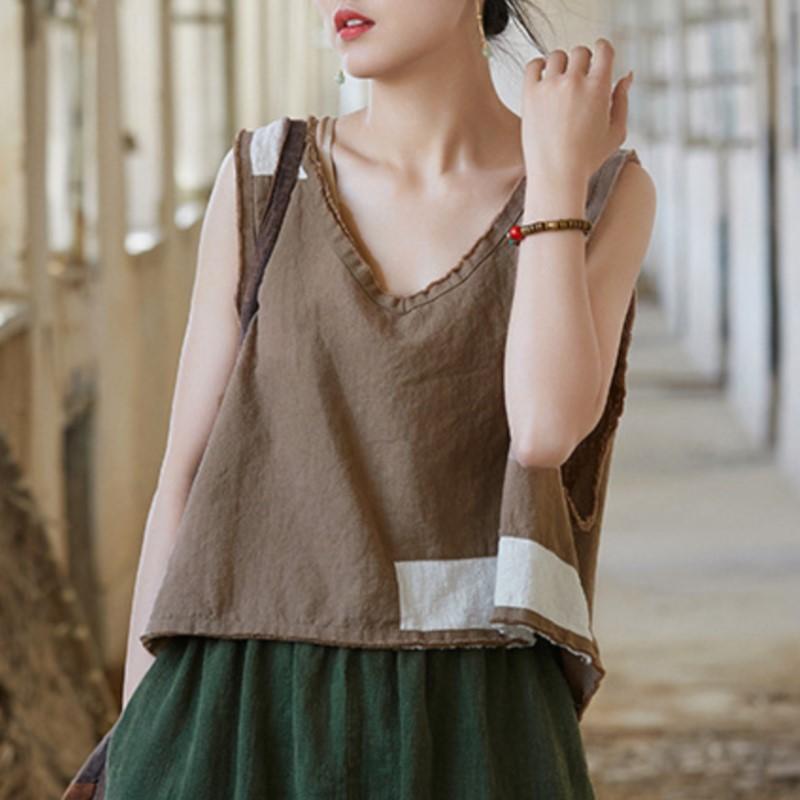 Johnature Women Vintage Tank Tops Summer Sleeveless Loose Casual Soft Women Tank Tops