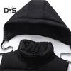 Men Waistcoat Stand Collar Hooded Sleeveless Zipper Placket Down Cotton Vest with Pockets Solid Color Thickened Vest Jacket