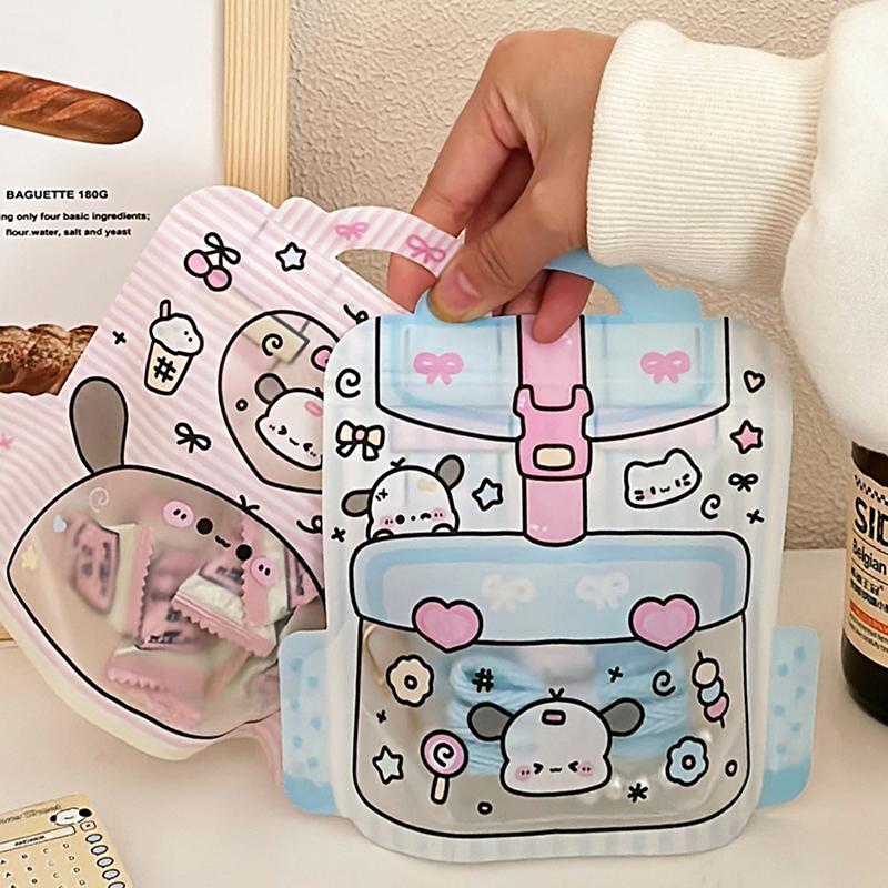 3/6Pcs Handheld Self Sealing Bag Cute Plastics Storage Bag Snack Packaging Bag Gift Packaging Bag Cartoon Reusable Packaging Bag