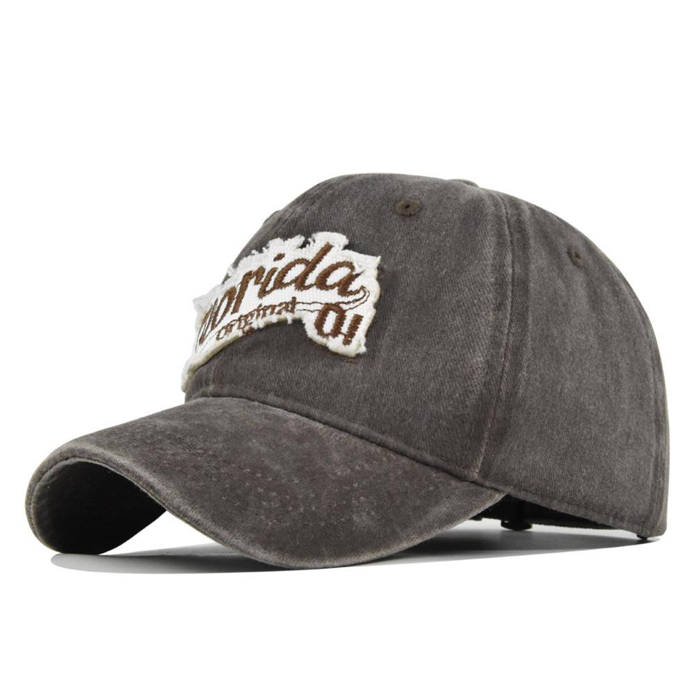 Retrostereo F'lorida Embroidered Baseball Cap Patch Distressedstereoembroider Peaked Cap Sunshade