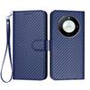 For Honor X9b 5G/Honor Magic6 Lite 5G/Honor X50 GT 5G/Honor X50 Pro 5G/Honor X50 5G Wallet Case with Strap Carbon Fiber Texture Leather Mobile Cover