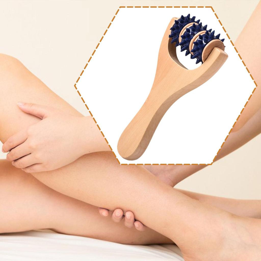 Handheld Body Massage Roller Manual Wooden Tool Portable Rolling Design Multipurpose